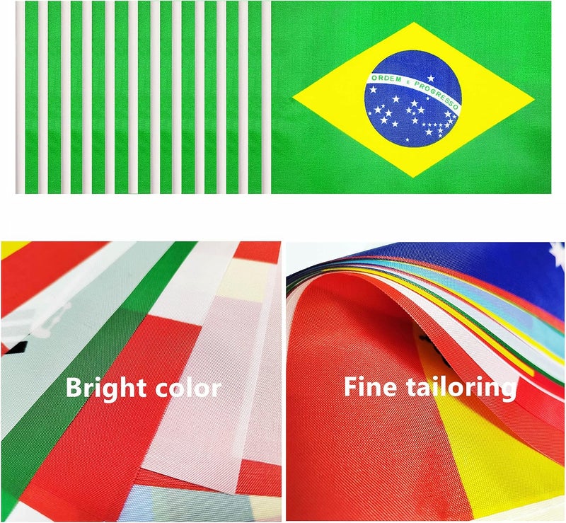 BCLin 12 Pack Brazil Desk Flags Set, Brazilian Small Mini Table Office Flags with 12" Solid Black Pole, 8.2 x 5.5 Inches, Home and Office Decoration, Festival Celebrations - Image 4
